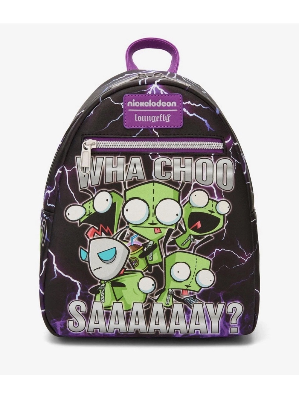 Loungefly Nickelodeon Invader Zim "Wha Choo Saaay?" Black Mini Backpack NEW